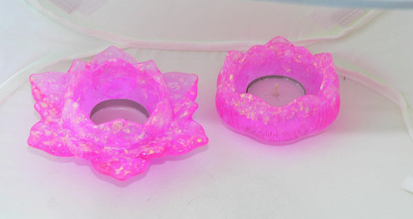 Handmade Pink Lotus Tealight Holders: Unique Floral Candle Set for Home Decor, Gifts & Ambiance
