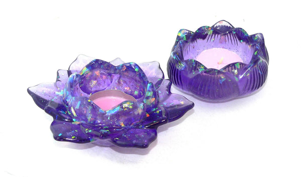 Handmade Purple Lotus Tealight Holders: Unique Floral Candle Set for Home Decor, Gifts & Ambiance