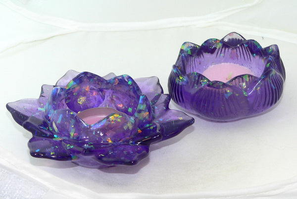 Handmade Purple Lotus Tealight Holders: Unique Floral Candle Set for Home Decor, Gifts & Ambiance