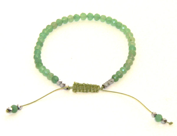Aventurine Adjustable Bracelet | Handcrafted Macrame Jewelry | Green Stone Charm | Unique Gift for Her | Bohemian Style Accessory