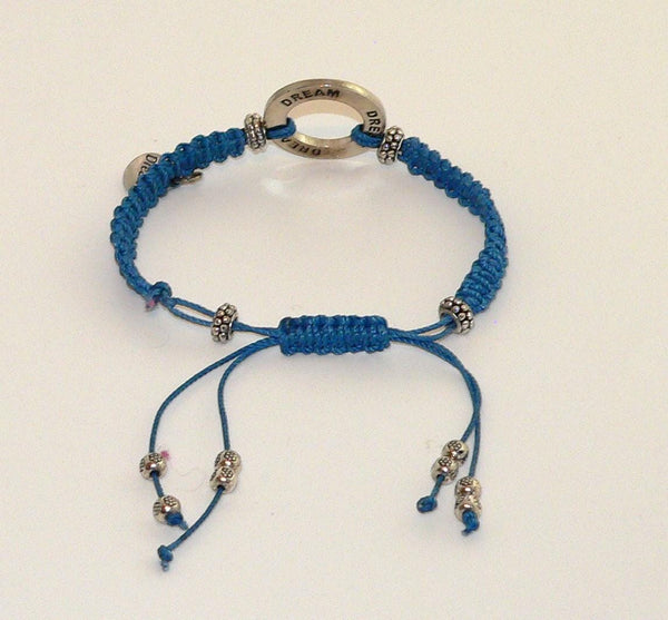 Handmade Blue Macrame Dream Affirmation Bracelet | Boho Style Jewelry | Positive Vibes & Handmade Gift Idea