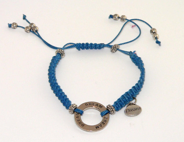 Handmade Blue Macrame Dream Affirmation Bracelet | Boho Style Jewelry | Positive Vibes & Handmade Gift Idea