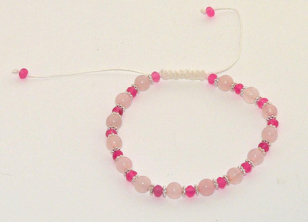 Rose Quartz Adjustable Bracelet | Handcrafted Macrame Jewelry | Green Stone Charm | Unique Gift for Her | Bohemian Style Accessory