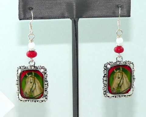 Horse Earrings Prize Winning Horses Vintage Altered Art Horse Earrings Horse Gifts For Her