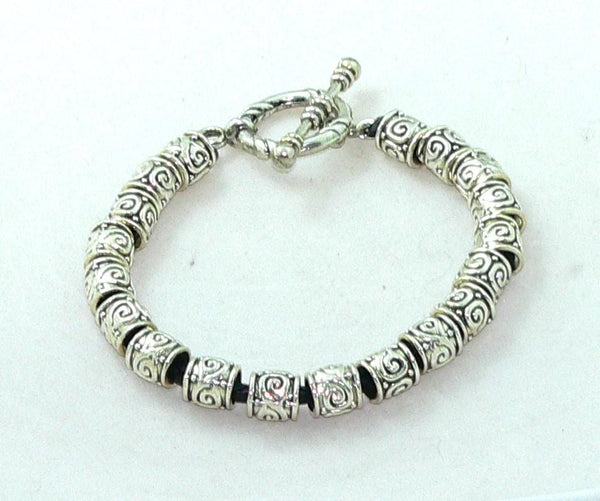 Handcrafted Unisex Bali-Style Leather & Silver Beaded Bracelet - Bohemian Fashion Charm Jewelry Gift