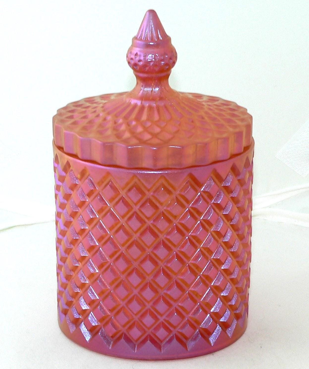 Peach Rose Colored Jar: Handcrafted Decorative Storage for Bedroom, Bathroom & Gift Giving