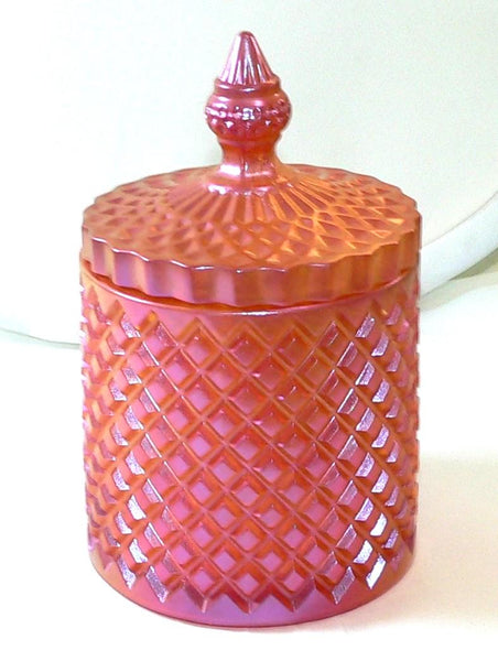 Peach Rose Colored Jar: Handcrafted Decorative Storage for Bedroom, Bathroom & Gift Giving