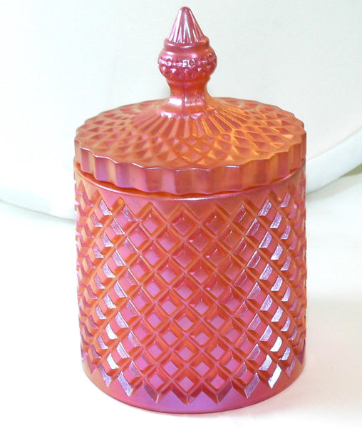 Peach Rose Colored Jar: Handcrafted Decorative Storage for Bedroom, Bathroom & Gift Giving