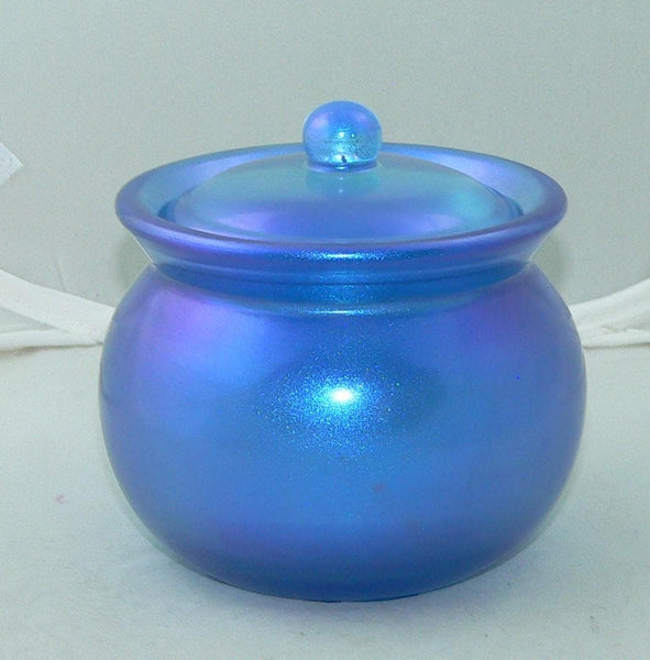 Small Shimmering Blue Container for Makeup & Jewelry Storage Chic Vintage Style Decor Organizer Great Bathroom Accessory