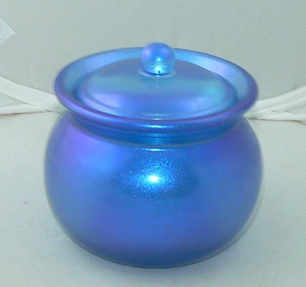 Small Shimmering Blue Container for Makeup & Jewelry Storage Chic Vintage Style Decor Organizer Great Bathroom Accessory