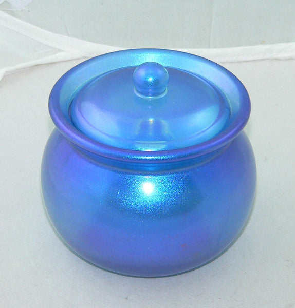Small Shimmering Blue Container for Makeup & Jewelry Storage Chic Vintage Style Decor Organizer Great Bathroom Accessory