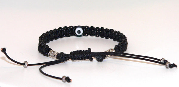 Handcrafted Genuine Leather Evil Eye Bracelet - Adjustable Paracord Style for Protection & Fashion