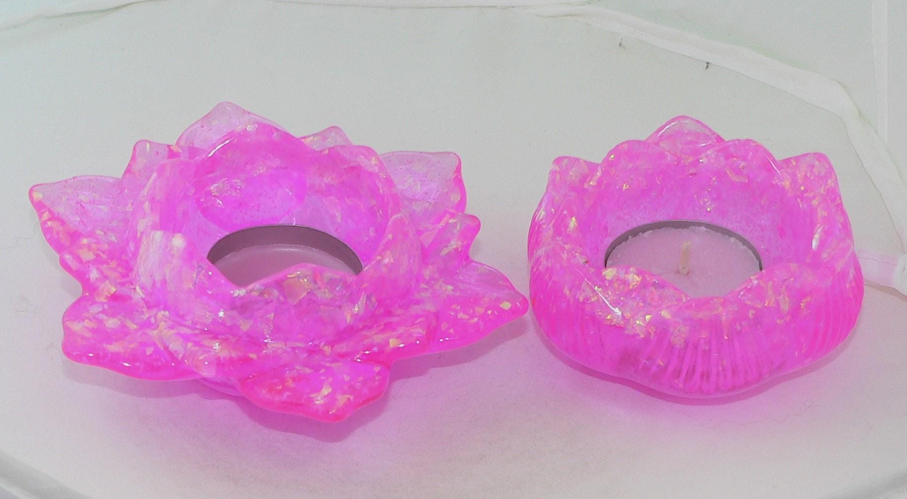 Handmade Pink Lotus Tealight Holders: Unique Floral Candle Set for Home Decor, Gifts & Ambiance