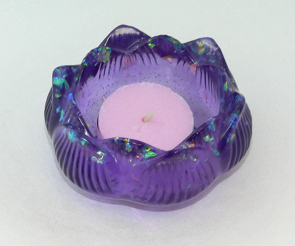 Handmade Purple Lotus Tealight Holders: Unique Floral Candle Set for Home Decor, Gifts & Ambiance