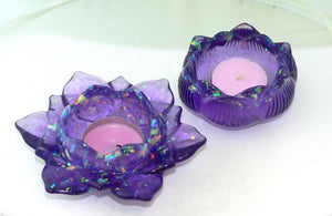 Handmade Purple Lotus Tealight Holders: Unique Floral Candle Set for Home Decor, Gifts & Ambiance
