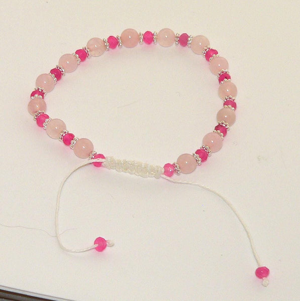 Rose Quartz Adjustable Bracelet | Handcrafted Macrame Jewelry | Green Stone Charm | Unique Gift for Her | Bohemian Style Accessory
