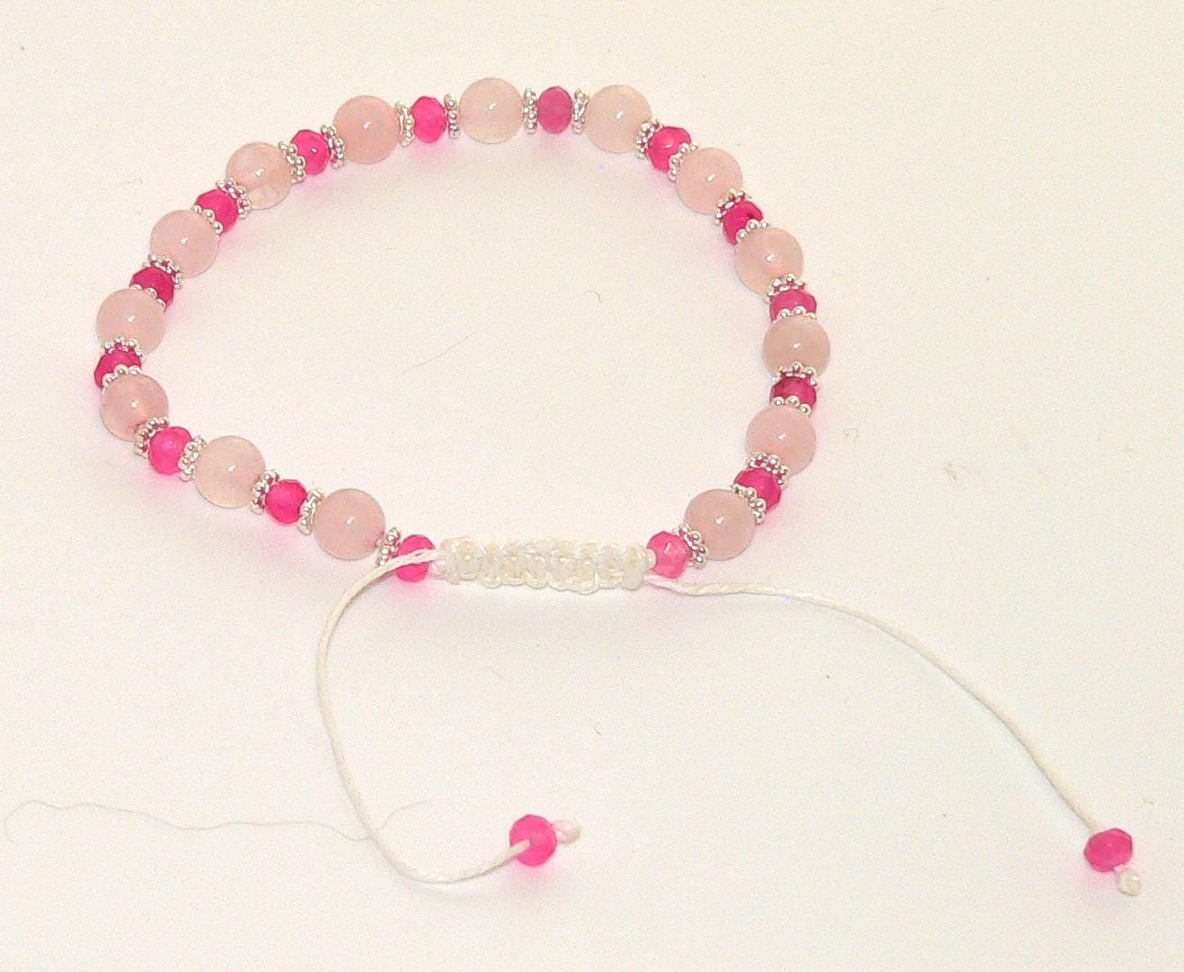 Rose Quartz Adjustable Bracelet | Handcrafted Macrame Jewelry | Green Stone Charm | Unique Gift for Her | Bohemian Style Accessory