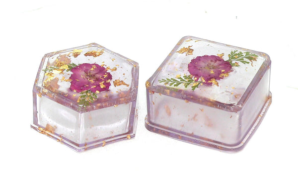 Handmade Dried Flower Trinket Box Set of Two – Rose Tinted Decorative Storage for Jewelry & Keepsakes