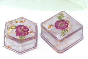 Handmade Dried Flower Trinket Box Set of Two – Rose Tinted Decorative Storage for Jewelry & Keepsakes