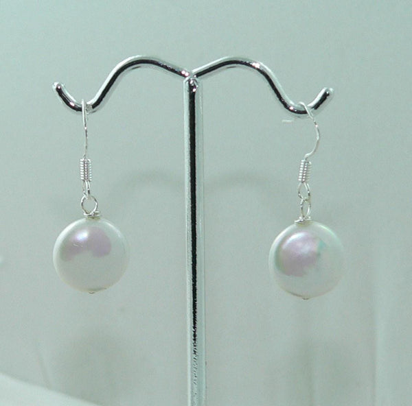 Coin Pearl Earrings Lustrous Genuine Freshwater Coin Pearl Earrings