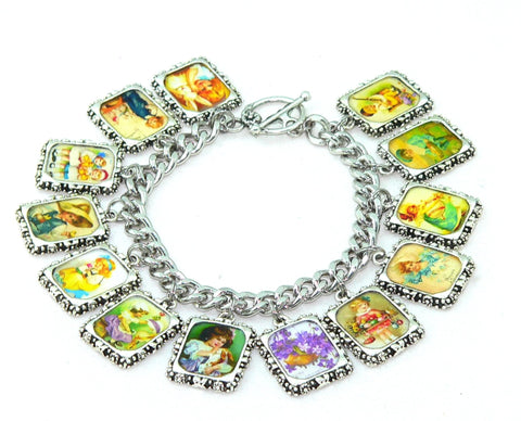 Vintage Easter Charm Bracelet: Unique Handmade Altered Art Jewelry for Spring Holiday Gifting