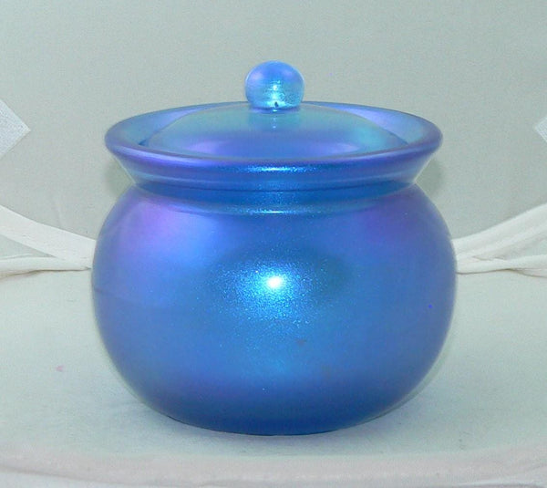 Small Shimmering Blue Container for Makeup & Jewelry Storage Chic Vintage Style Decor Organizer Great Bathroom Accessory