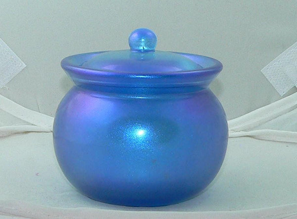 Small Shimmering Blue Container for Makeup & Jewelry Storage Chic Vintage Style Decor Organizer Great Bathroom Accessory