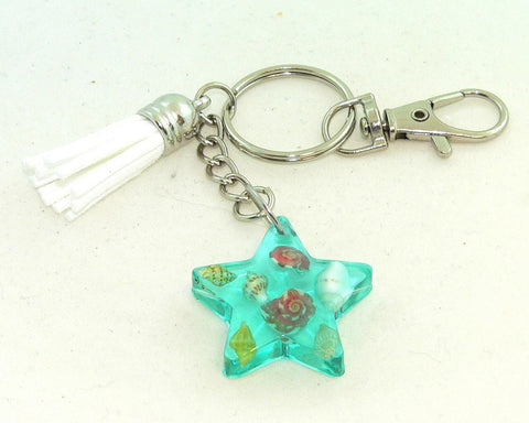 Nautical Seashell Star Keychain: Resin Purse Charm & Beach-Inspired Backpack Accessory