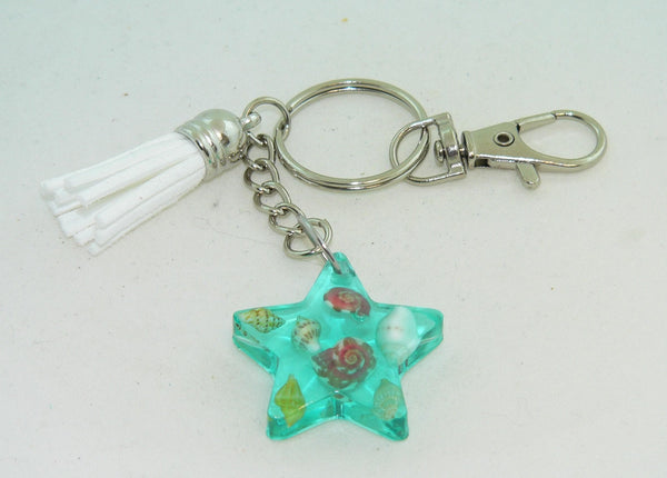 Nautical Seashell Star Keychain: Resin Purse Charm & Beach-Inspired Backpack Accessory