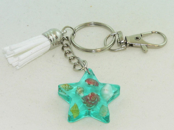 Nautical Seashell Star Keychain: Resin Purse Charm & Beach-Inspired Backpack Accessory