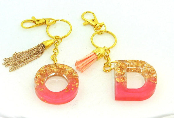 Personalized Pearlescent Pink Foil Keychain: Bag Charm for Purse or Backpack