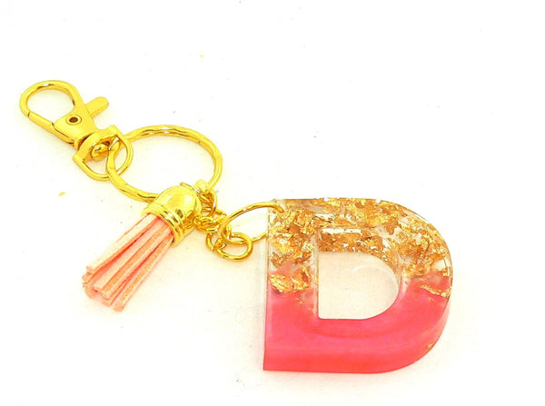 Personalized Pearlescent Pink Foil Keychain: Bag Charm for Purse or Backpack