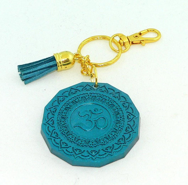 Om Yoga Chakra Resin Keychain: Spiritual Boho Accessory for Purses, Backpacks & Meditation