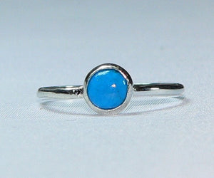 Handcrafted 6mm Arizona Turquoise Sterling Silver Stackable Ring - Artisan Jewelry (Sizes 6-9)