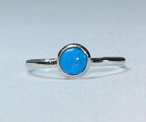 Handcrafted 6mm Arizona Turquoise Sterling Silver Stackable Ring - Artisan Jewelry (Sizes 6-9)
