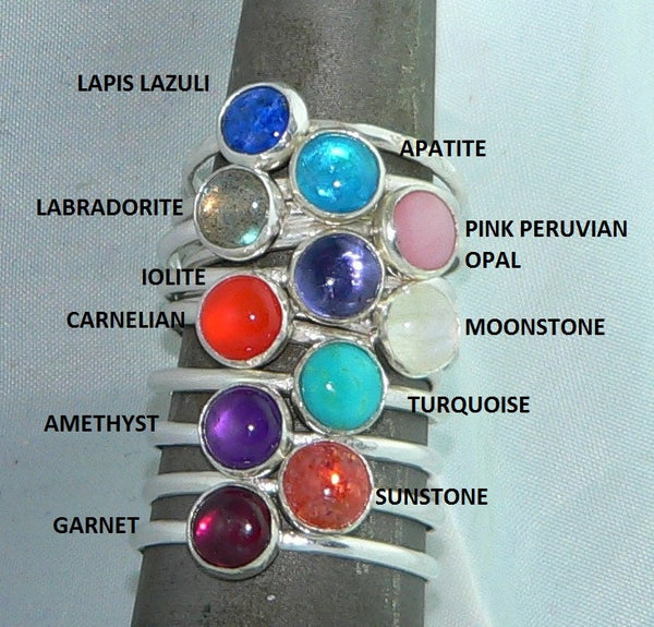 Handcrafted 6mm Arizona Turquoise Sterling Silver Stackable Ring - Artisan Jewelry (Sizes 6-9)