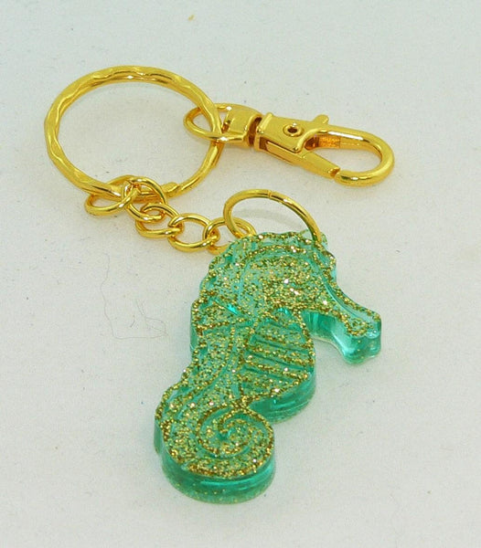 Handcrafted Nautical Sea Life Keychain: Elegant Purse Charm with Seahorse, Dolphin, and Whale Tail