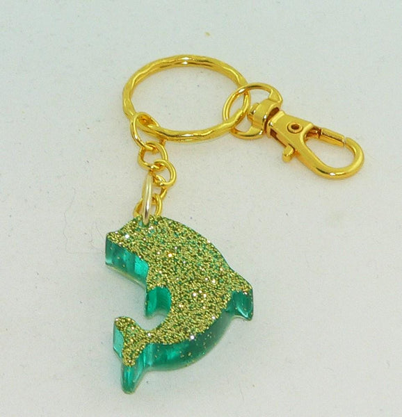 Handcrafted Nautical Sea Life Keychain: Elegant Purse Charm with Seahorse, Dolphin, and Whale Tail