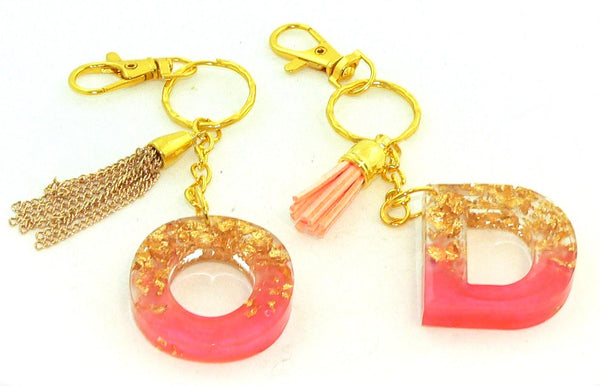 Personalized Pearlescent Pink Foil Keychain: Bag Charm for Purse or Backpack