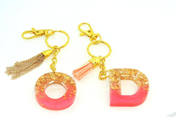 Personalized Pearlescent Pink Foil Keychain: Bag Charm for Purse or Backpack