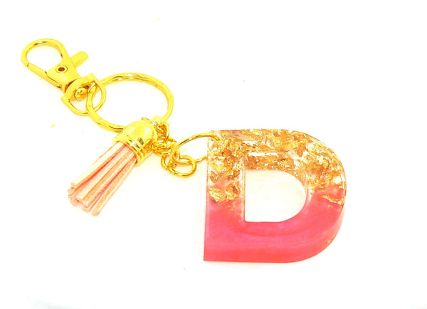Personalized Pearlescent Pink Foil Keychain: Bag Charm for Purse or Backpack