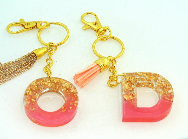 Personalized Pearlescent Pink Foil Keychain: Bag Charm for Purse or Backpack