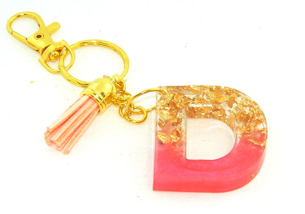 Personalized Pearlescent Pink Foil Keychain: Bag Charm for Purse or Backpack