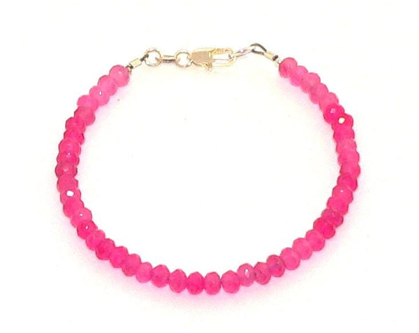 Hot Pink Jade Bracelet Minimalist Dainty Jewelry Gift for Her Delicate Handmade Stackable Beaded Bracelet