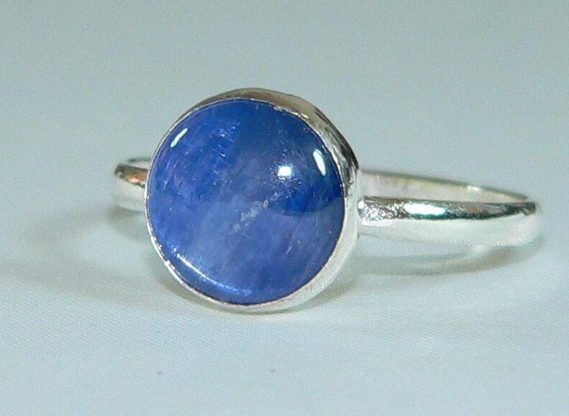 Handcrafted 6mm Round Kyanite Sterling Silver Ring - Elegant Gemstone Jewelry Gift for Her