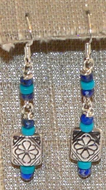 Southwestern Lapis & Turquoise Earrings - Handmade Native Style Jewelry, Silver Dangle Gifts for Her, Boho Statement Accessories
