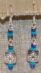 Southwestern Lapis & Turquoise Earrings - Handmade Native Style Jewelry, Silver Dangle Gifts for Her, Boho Statement Accessories