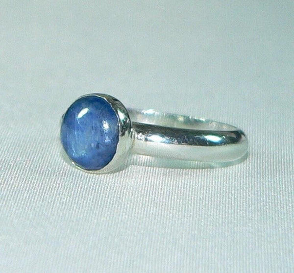 Handcrafted 6mm Round Kyanite Sterling Silver Ring - Elegant Gemstone Jewelry Gift for Her