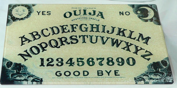 Ouija Board Tempered Glass Cutting Board | Handmade Kitchen Decor, Halloween Serving Tray & Appetizer Platter Charcuterie. Gothic Tray