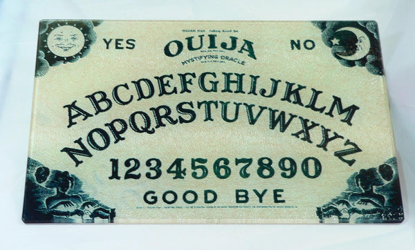 Ouija Board Tempered Glass Cutting Board | Handmade Kitchen Decor, Halloween Serving Tray & Appetizer Platter Charcuterie. Gothic Tray